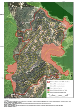 Superposició de la futura urbanització al PEIN Muntanyes de Begur i Xarxa Natura 2000
